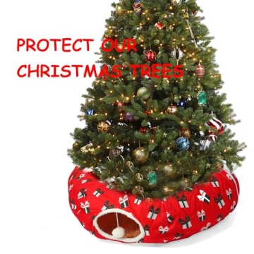 LUCKITTY Christmas Cat Tunnel Bed - Red Decorative Style