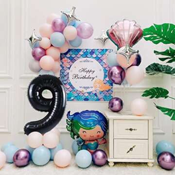 Smlpuame 40 inch Number Balloon 0-9 Black Large Number 9 Balloons,Digital Balloons for Birthday Part...