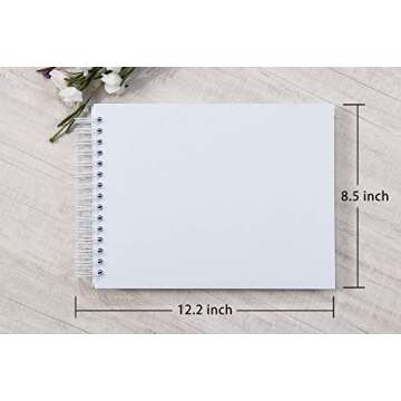 potricher 12.2 x 8.5 Inch Large DIY Scrapbook Photo Album 80 Pages Thick Kraft Paper Scrap Book Albums for Wedding Anniversary Family and Baby (White)