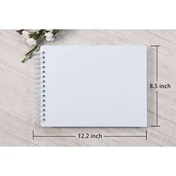 potricher 12.2 x 8.5 Inch Large DIY Scrapbook Photo Album 80 Pages Thick Kraft Paper Scrap Book Albums for Wedding Anniversary Family and Baby (White)