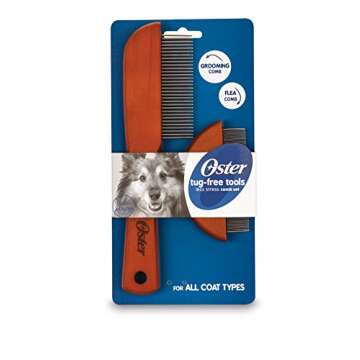 Oster Tug-Free Tools Dog Comb Set with Dog Grooming Comb and Flea Comb (078279-007-000)