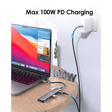 LENTION USB C Hub with 100W Charging, 4K HDMI, Dual Card Reader, USB 3.0 & 2.0 Compatible MacBook Pro, New Mac Air/Surface, Chromebook, More, Stable Driver Adapter (CB-CE18, Space Gray)