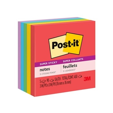 Post-it Super Sticky Notes 3x3 in 5 Pads Playful Primaries