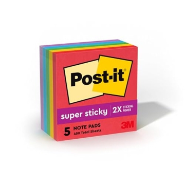 Post-it Super Sticky Notes 3x3 in 5 Pads Playful Primaries