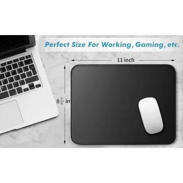 TONOS Mouse Pad 3 Packs, Basic Black Mouse Pad for Desk 11 x 8 3/4 x 1/8 in with Urtra-Smooth Surfac...