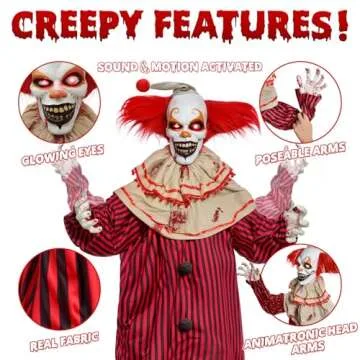 Haunting Animatronic Clown Outdoor Decor - 72 Inches