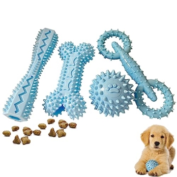 4 Pack Puppy Toys for 2-8 Months Pets Dog Chew Toy for Small Puppies Teething Toys for Cleaning Teet...
