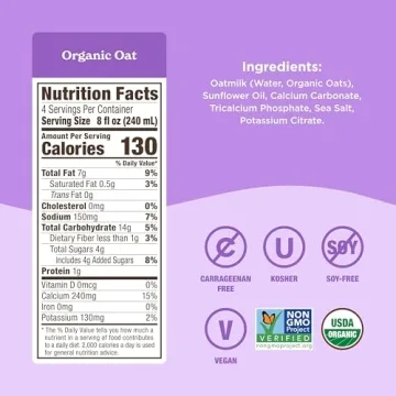 Califia Farms Organic Oat Barista Blend 32 oz Plant Based Milk