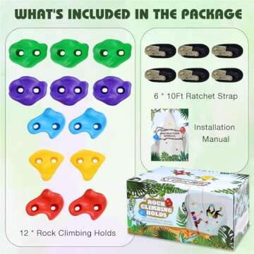 TOPNEW 12 Ninja Tree Climbing Holds for Kids Climber, Adult Climbing Rocks with 6 Ratchet Straps for...