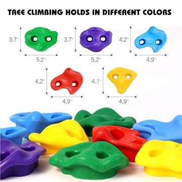 TOPNEW 12 Ninja Tree Climbing Holds for Kids Climber, Adult Climbing Rocks with 6 Ratchet Straps for Outdoor Ninja Warrior Obstacle Course Training