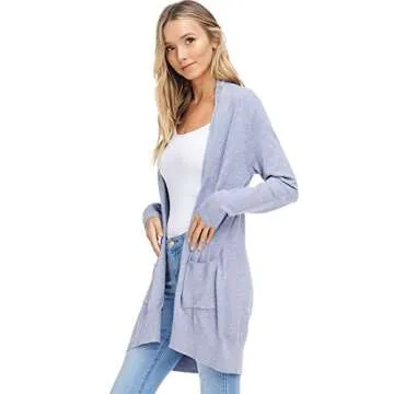 Soft Knit Open Front Cardigan Sweater with Pockets