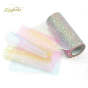NICORLANDEE Rainbow Glitter Tulle Rolls for Crafting and Décor