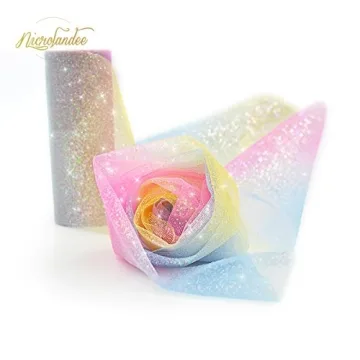 NICORLANDEE Rainbow Glitter Tulle Rolls for Crafting and Décor