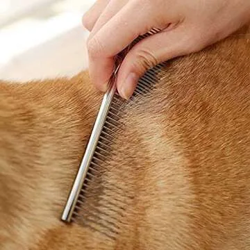 2-in-1 Dog combs, Flea comb, Metal Cat Comb with Stainless Steel Teeth and lice comb, Professional Grooming Tool for Long and Short Haired Dog, Cat, Pet Comb for Removing Tangles and Knots