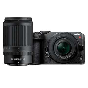 Nikon Z 30 DX-Format Mirrorless Camera with NIKKOR Z DX 16-50mm f/3.5-6.3 VR Zoom Lens, NIKKOR Z DX 50-250mm f/4.5-6.3 VR Lens and Creator's Accessory Kit