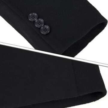 ELETOP Men's Wool Coat Winter Long Trench Coat Classic Business Overcoat Top Pea Coat 1811 Black M