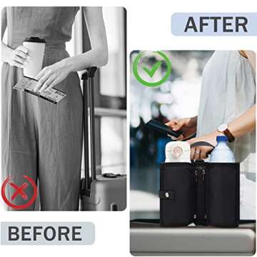 Luggage Cup Holder,Luggage Travel Cup Holder Free Hand Drink Caddy,Universal Portable Suitcase Cup H...