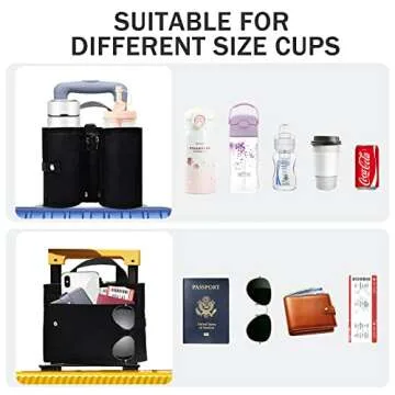 Luggage Cup Holder,Luggage Travel Cup Holder Free Hand Drink Caddy,Universal Portable Suitcase Cup Holder,Fits Roll on Suitcase Handles,Luggage Cup Caddy Gifts for Travelers Flight Attendants (Black)