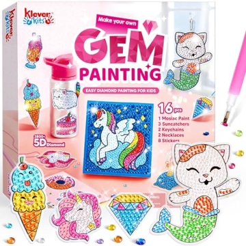 Klever Kits 16 Projects Gem Painting, Kids Diamond Gem Painting Kit with 5D Gem, Arts and Crafts for...
