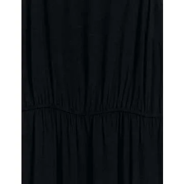 Amazon Essentials Women's Fluid Twill Tiered Fit and Flare Dress, Black, Medium
