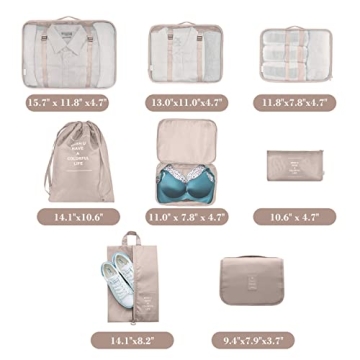 AVITORO 8 Pcs Travel Packing Cubes for Organized Travel