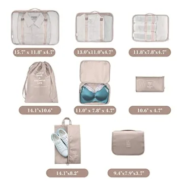 AVITORO 8 Pcs Travel Packing Cubes for Organized Travel