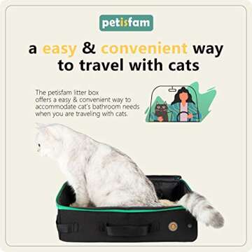 petisfam Portable Cat Travel Mobile Litter Box for Medium Cats and Kitties. Leak-Proof, Sturdy, Lightweight, Easy to Clean