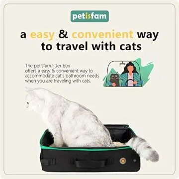 petisfam Portable Cat Travel Mobile Litter Box for Medium Cats and Kitties. Leak-Proof, Sturdy, Lightweight, Easy to Clean