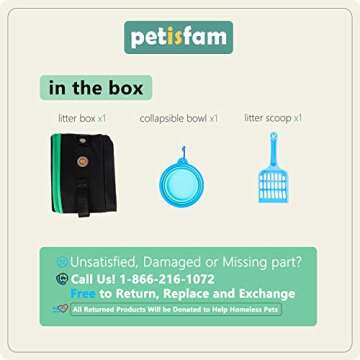 petisfam Portable Cat Travel Mobile Litter Box for Medium Cats and Kitties. Leak-Proof, Sturdy, Lightweight, Easy to Clean