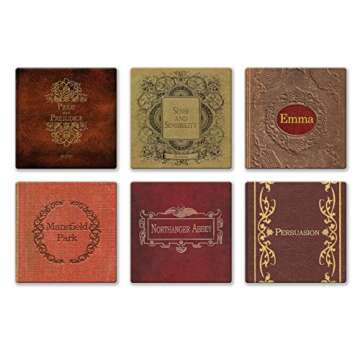 Jane Austen Coaster Set - Elegant Ceramic Tile Coasters
