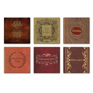 Jane Austen Coaster Set - Elegant Ceramic Tile Coasters