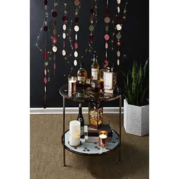 LampLust Rose Gold Decorative Lanterns - 9 Inch Tall, Timer and Batteries Included, Warm White Fairy Lights, Valentines Day Decoration, Spring or Wedding Decor Centerpiece - Set of 2