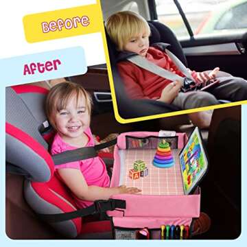 BUENAVO [New Version] Car Seat Organizer Kids Travel Tray for Kids Toddlers Activities in Car Seat, ...