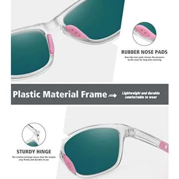 MEETSUN Polarized Sports Sunglasses for Women Men Driving Running Cycling Fishing Sun Glasses UV400 Protection Transparent Frame-Pink Mirror Lens