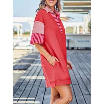 Wenrine Women's Oversized Sweatshirt Dress in Red