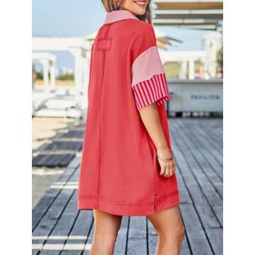 Wenrine Women's Oversized Sweatshirt Dress in Red