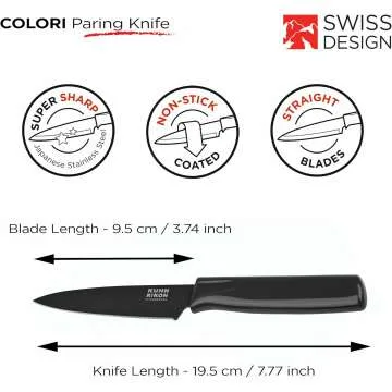 Kuhn Rikon Straight Paring Knife with Sheath 4 Inch