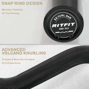 RitFit EZ Curl Bar 47 Inch for Bicep and Tricep Workouts
