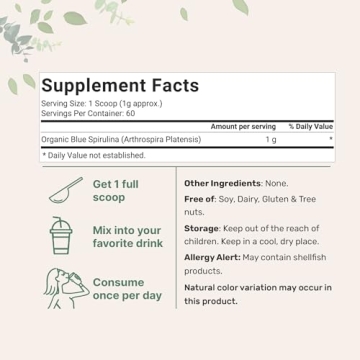 Organic Blue Spirulina Powder for Smoothies and Baking