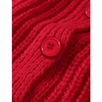 Bianstore Women's Casual Long Sleeve Crewneck Button Down Cardigan Sweater Knit Outwear(Red-S)