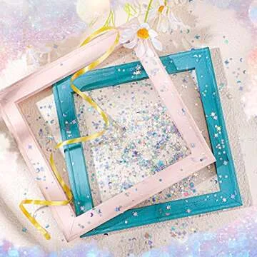 60 G/ 2.1 oz Holographic Star and Moon Table Confetti Galaxy Iridescent Metallic Glitter Foil Confetti Sequin Star Moon Scatter for Christmas Wedding Festival Party DIY(6 mm, 4 mm,Silver)