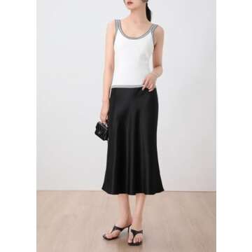 Trendy Keasmto Black Midi Skirt for Women - Elegant Style