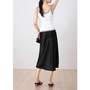 Trendy Keasmto Black Midi Skirt for Women - Elegant Style