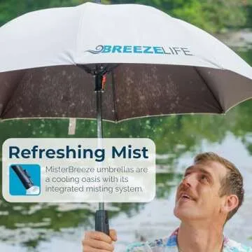 BREEZE LIFE Golf Umbrella with Fan and Mister - UV Protection