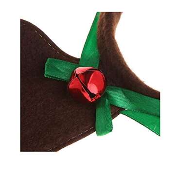 Stock Show Pet Xmas Costume Dog Reindeer Antlers Headband Pet Deer Horn Hat with Jingel Bells and Green Ribbon Decor Dog Puppy Cat Christmas Festival Party Costume Apparel Accessory Photo Props