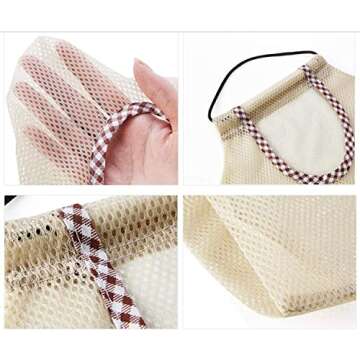 HPYNPES 2PCS Reusable Mesh Bag, Portable Produce Bags, Washable Hanging Storage Bags, Organizer Shopping Handbag for Fruit, Garlics, Onions, Potatoes