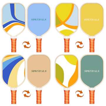 Pickleball Paddles Set of 4, Premium Wood with 4 Indoor & Outdoor Pickleball Balls and 1 Carry Bag, ...