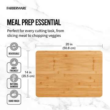 Farberware Extra-Large Wood Cutting Board, Reversible Chopping Board for Kitchen Meal Prep and Servi...