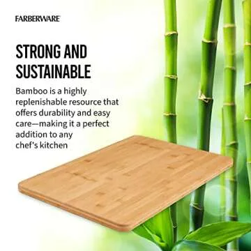 Farberware Extra-Large Wood Cutting Board, Reversible Chopping Board for Kitchen Meal Prep and Serving, Charcuterie Board, 14-Inch x 20-Inch, Bamboo