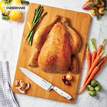 Farberware Extra-Large Wood Cutting Board, Reversible Chopping Board for Kitchen Meal Prep and Serving, Charcuterie Board, 14-Inch x 20-Inch, Bamboo